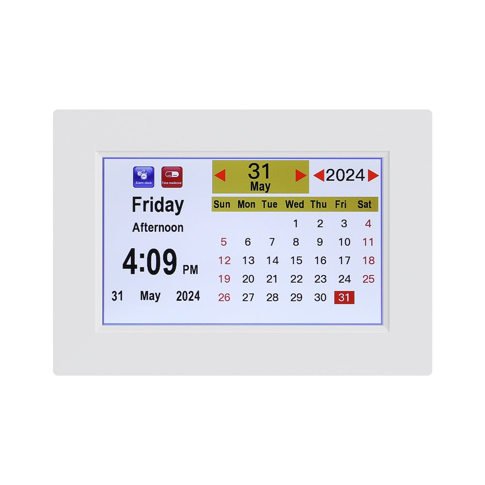 8Inch Digital Day Clock Calendar Alarm White