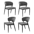 Set of 4 Linen Fabric Upholstered Dining Chairs - Grey