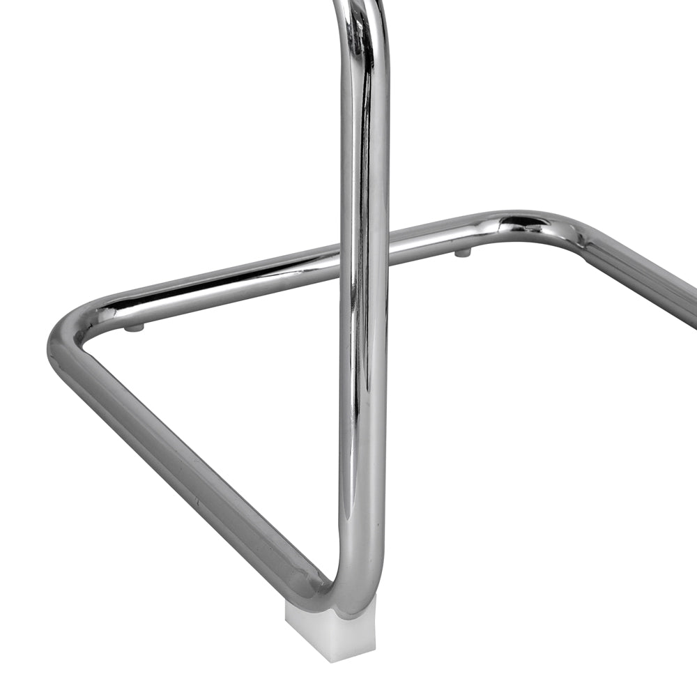 Set of 2 Cantilevered Rattan Dining Chairs - Yellow Velvet Seat