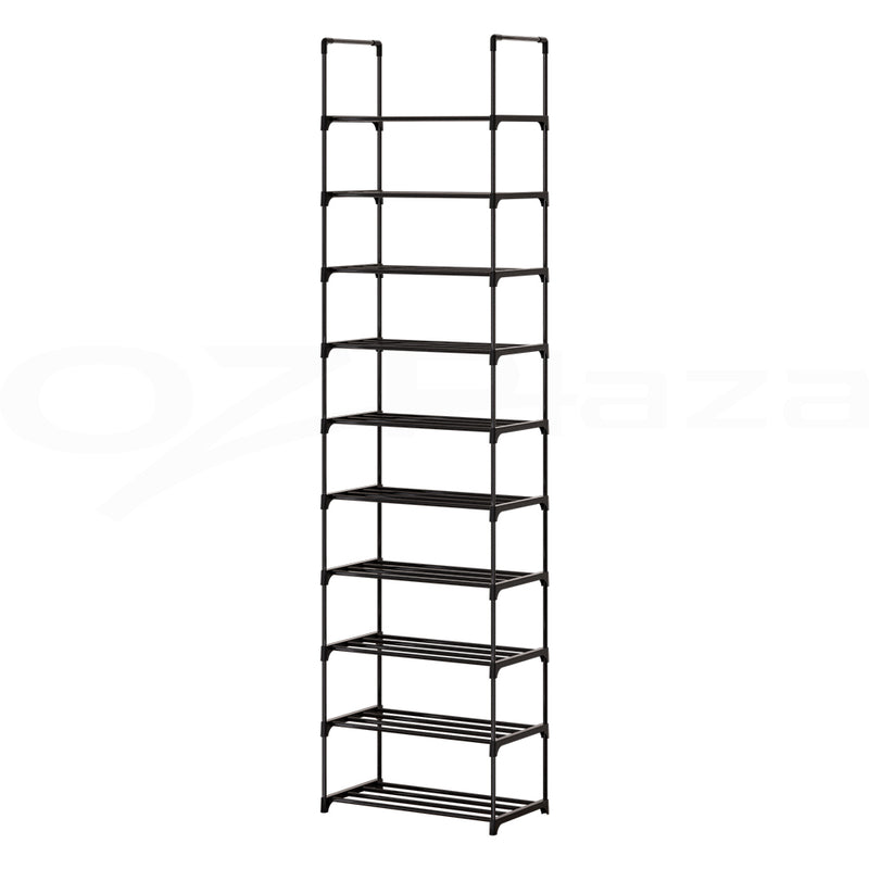 10 Tier Metal Shoe Rack Organiser Black