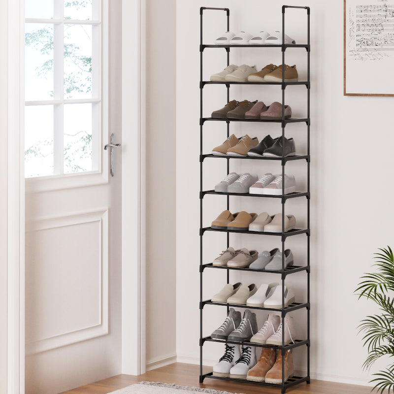 10 Tier Metal Shoe Rack Organiser Black