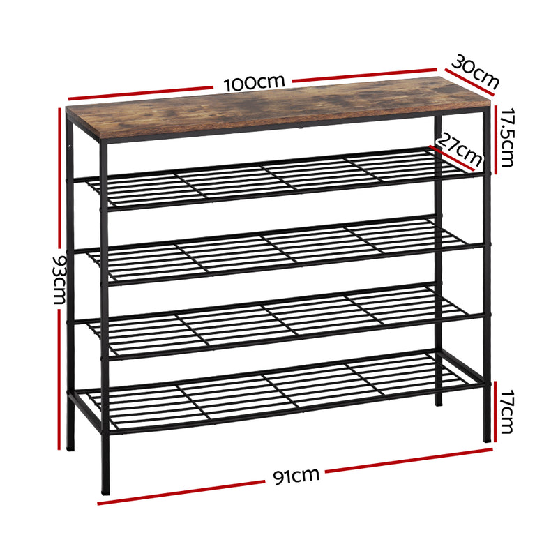 5 Tier Shoe Storage Organiser Walnut