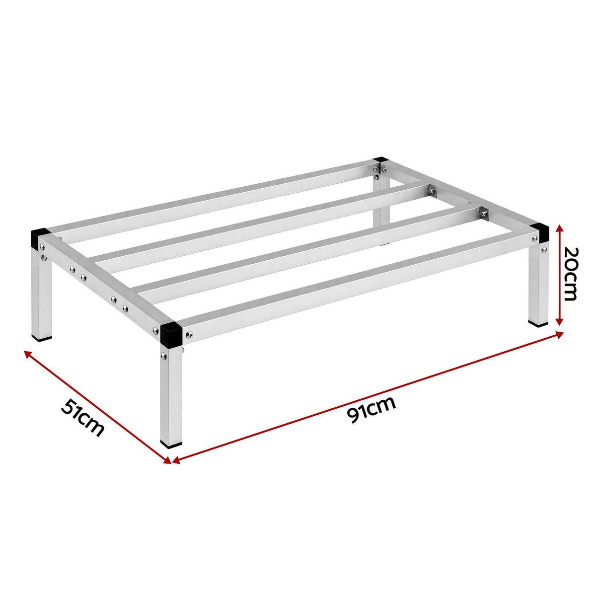 91x51cm Heavy Duty Aluminum Dunnage Rack Kitchen Storage Platform - Silver