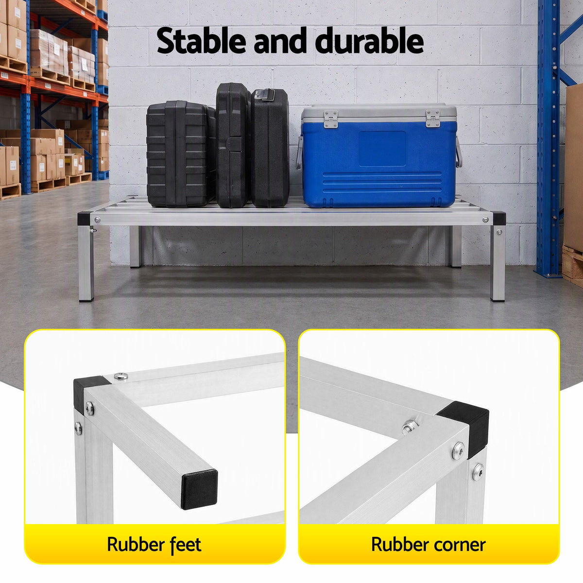 91x51cm Heavy Duty Aluminum Dunnage Rack Kitchen Storage Platform - Silver