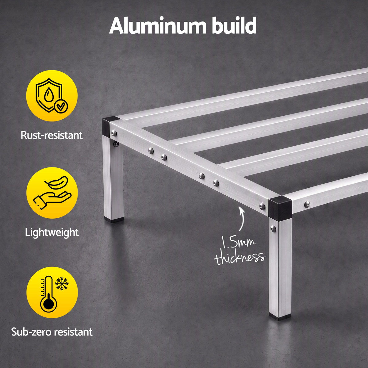 122x51x20cm Heavy Duty Aluminum Dunnage Rack Kitchen Storage Platform - Silver