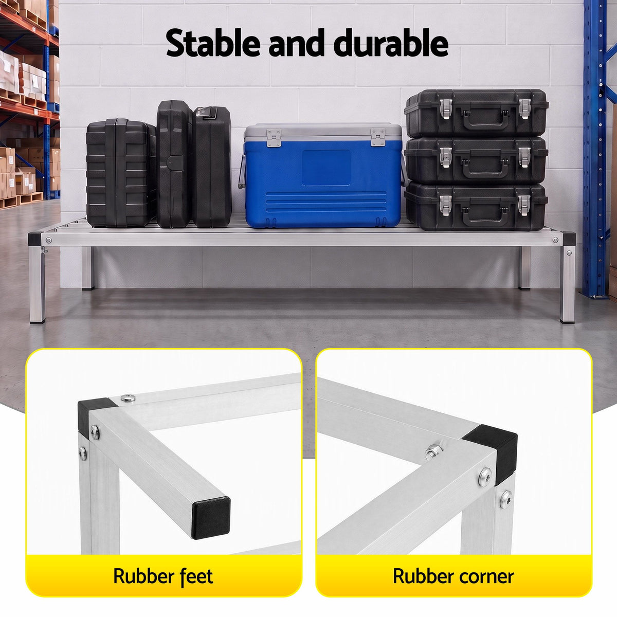122x51x20cm Heavy Duty Aluminum Dunnage Rack Kitchen Storage Platform - Silver