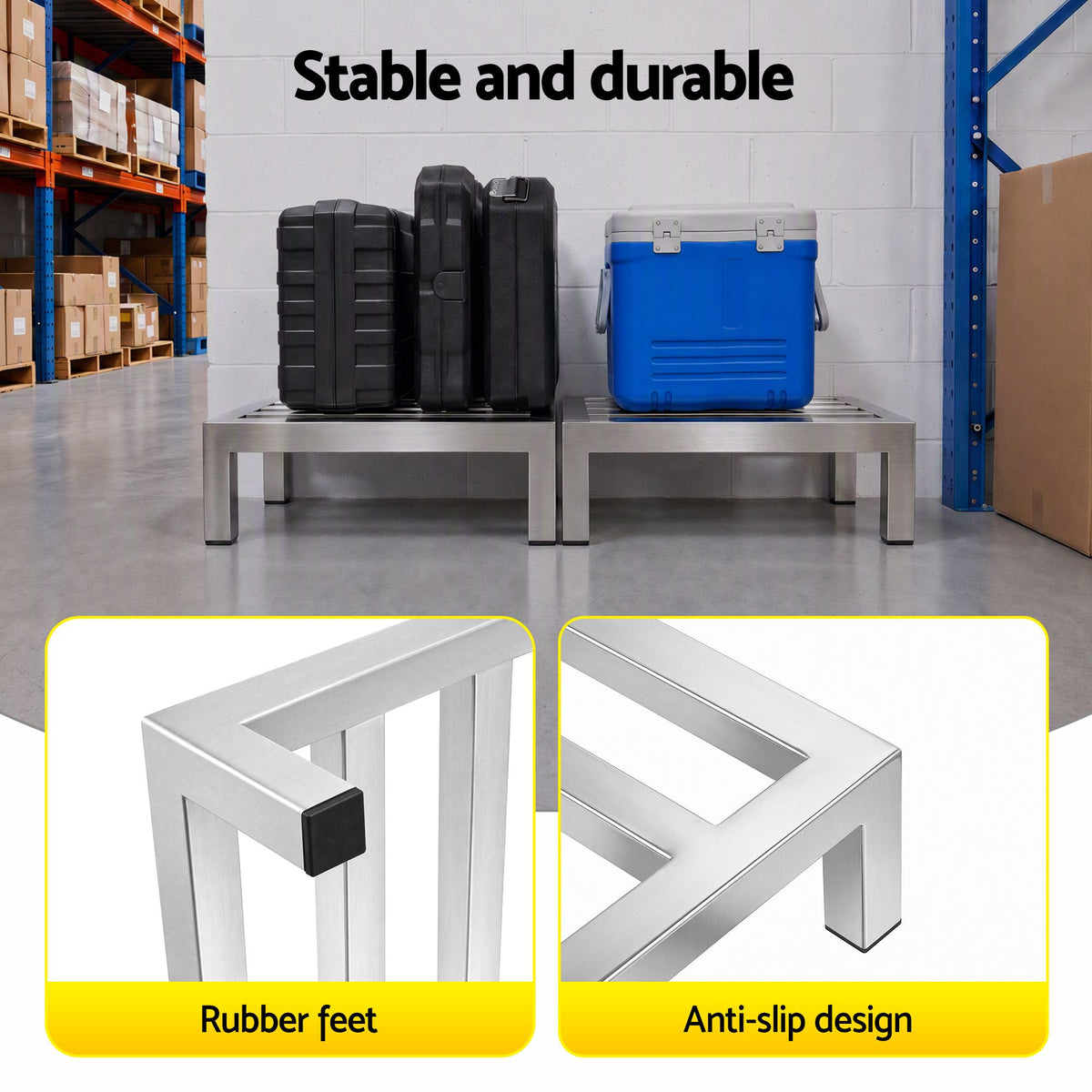 35x35cm Dunnage Rack 2-Pack Stainless Steel Kitchen Floor Stand - Silver