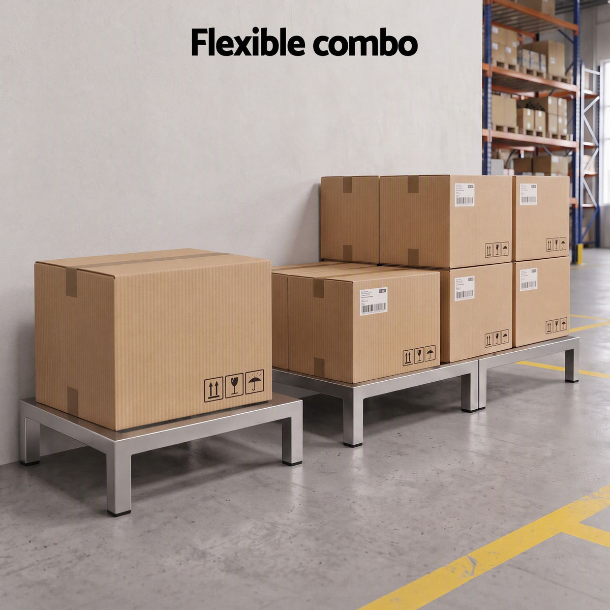 35x35cm Dunnage Rack 2-Pack Stainless Steel Kitchen Floor Stand - Silver