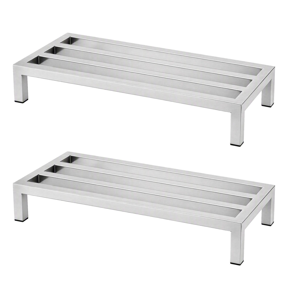 60x25cm Dunnage Rack 2-Pack Stainless Steel Kitchen Floor Stand - Silver