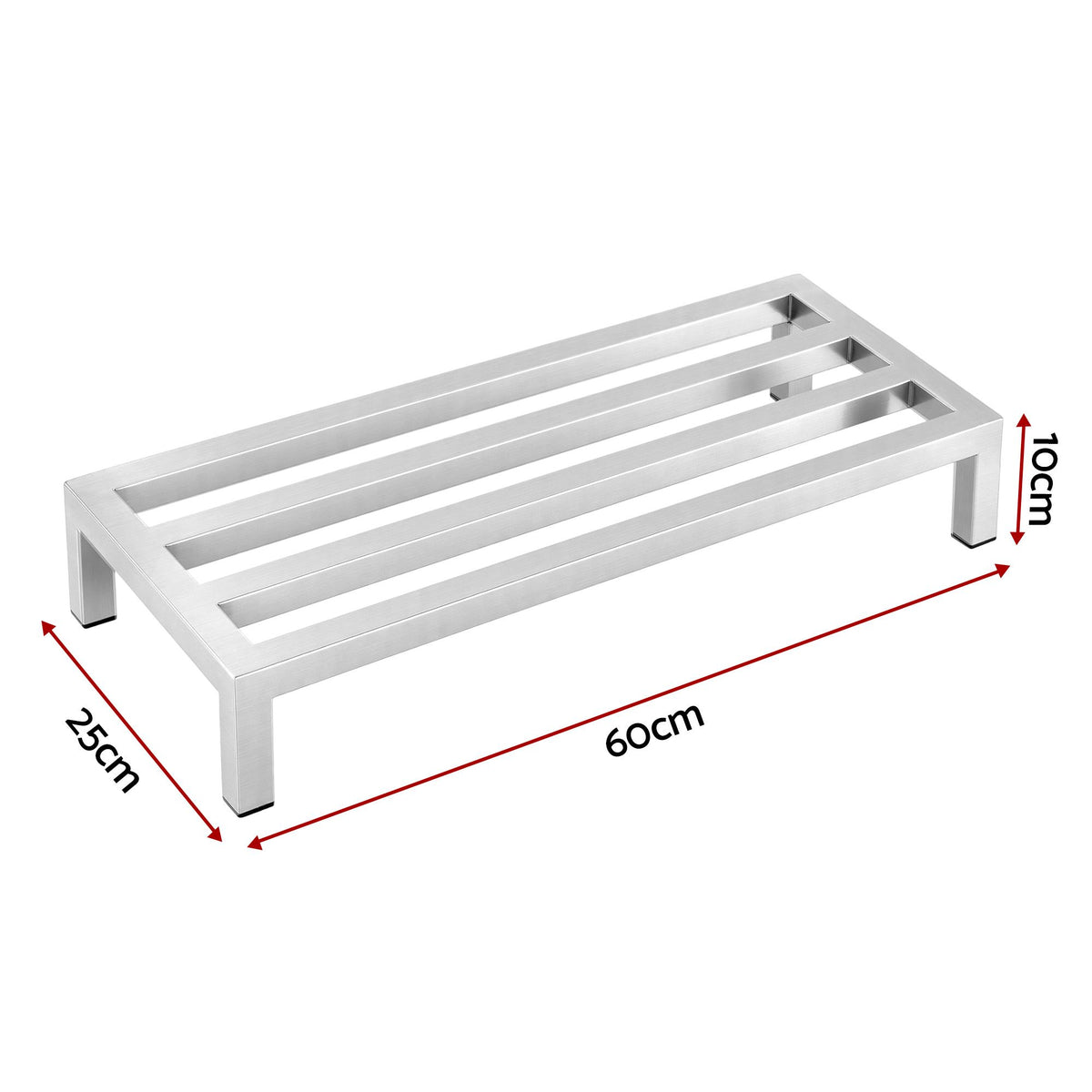 60x25cm Dunnage Rack 2-Pack Stainless Steel Kitchen Floor Stand - Silver