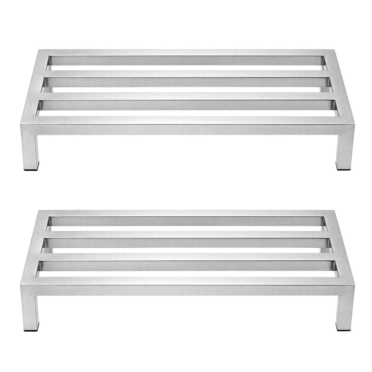 60x25cm Dunnage Rack 2-Pack Stainless Steel Kitchen Floor Stand - Silver