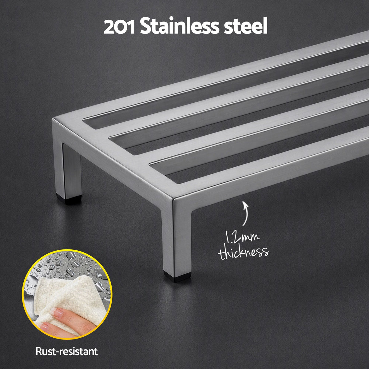 60x25cm Dunnage Rack 2-Pack Stainless Steel Kitchen Floor Stand - Silver