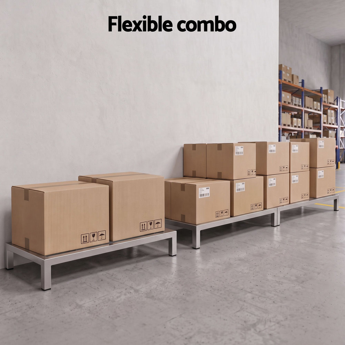 60x25cm Dunnage Rack 2-Pack Stainless Steel Kitchen Floor Stand - Silver