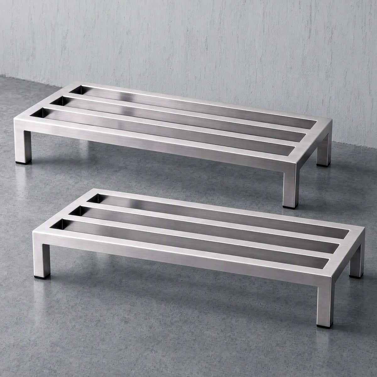 60x25cm Dunnage Rack 2-Pack Stainless Steel Kitchen Floor Stand - Silver