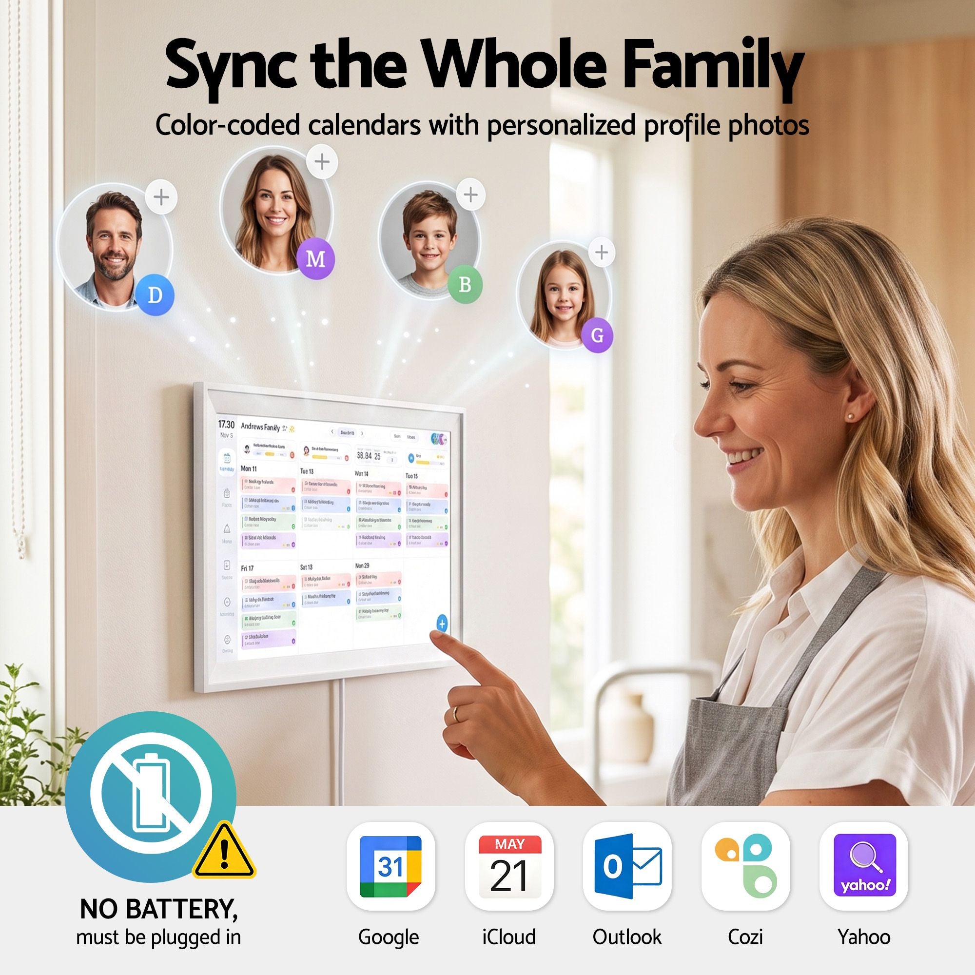 10" Digital Calendar Planner Smart Photo Frame Family Chore Chart & Sync