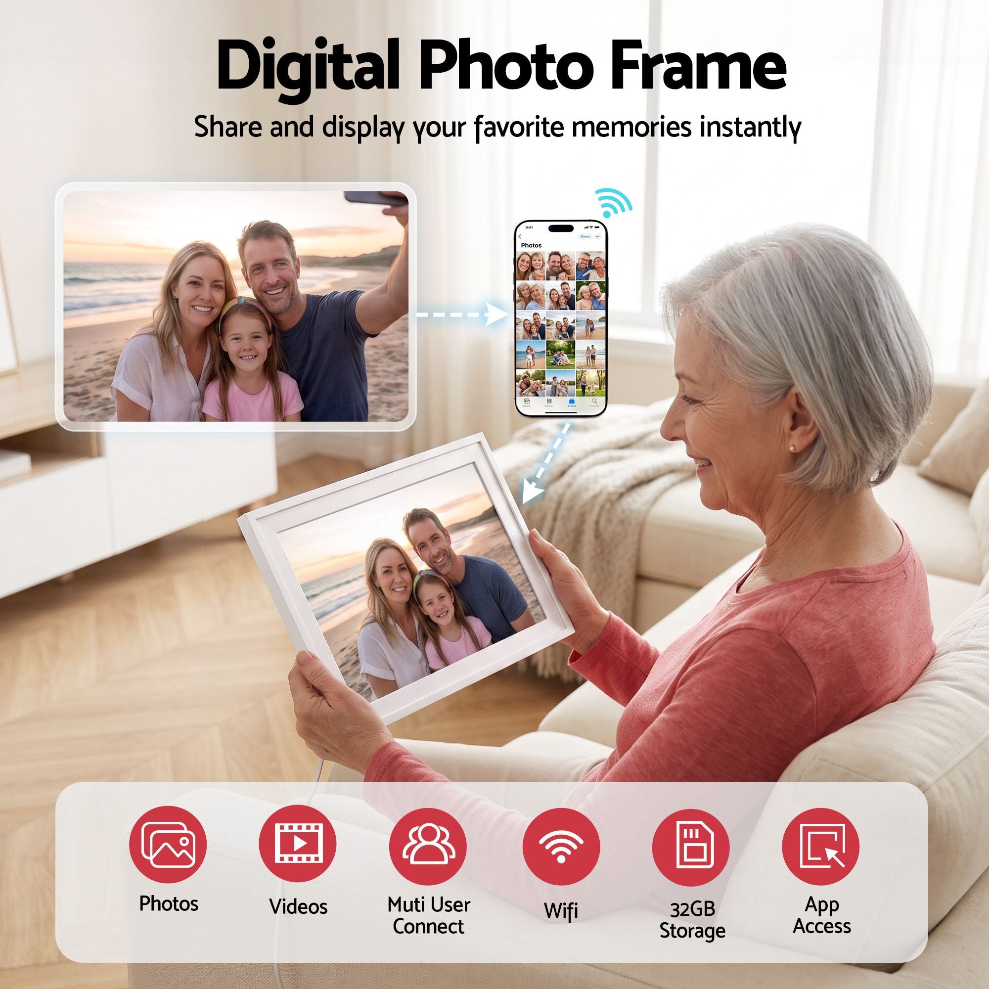 10" Digital Calendar Planner Smart Photo Frame Family Chore Chart & Sync