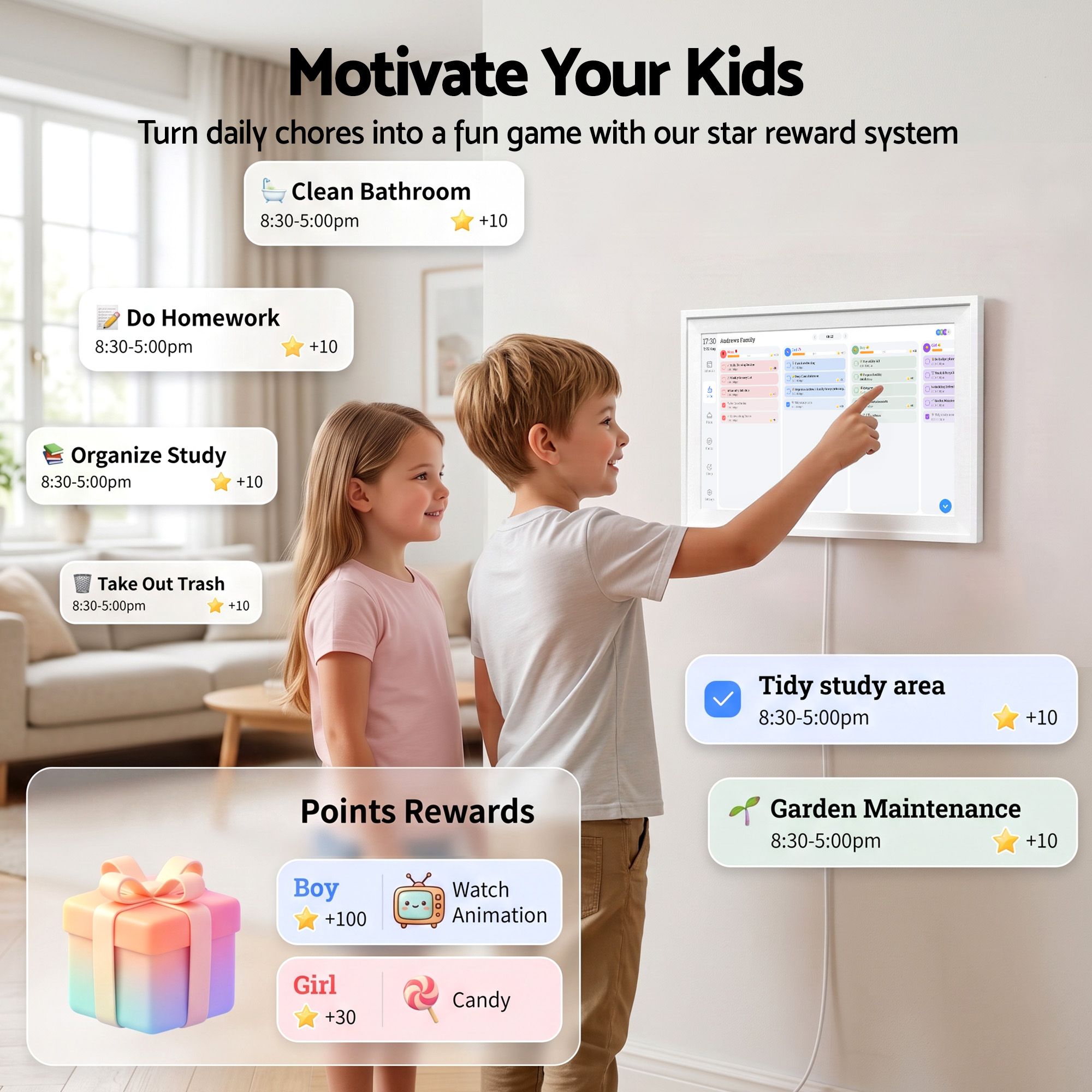 10" Digital Calendar Planner Smart Photo Frame Family Chore Chart & Sync