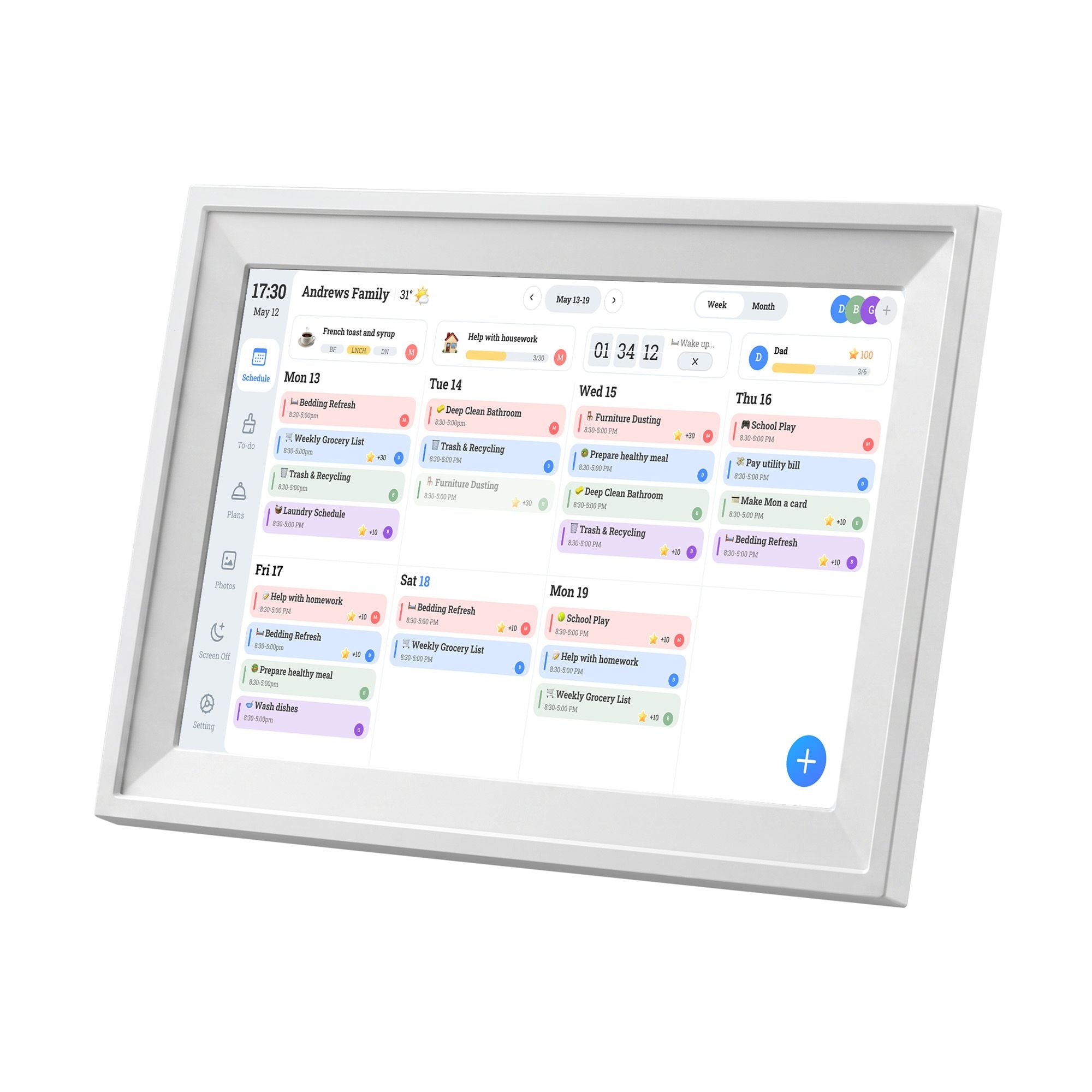 10" Digital Calendar Planner Smart Photo Frame Family Chore Chart & Sync