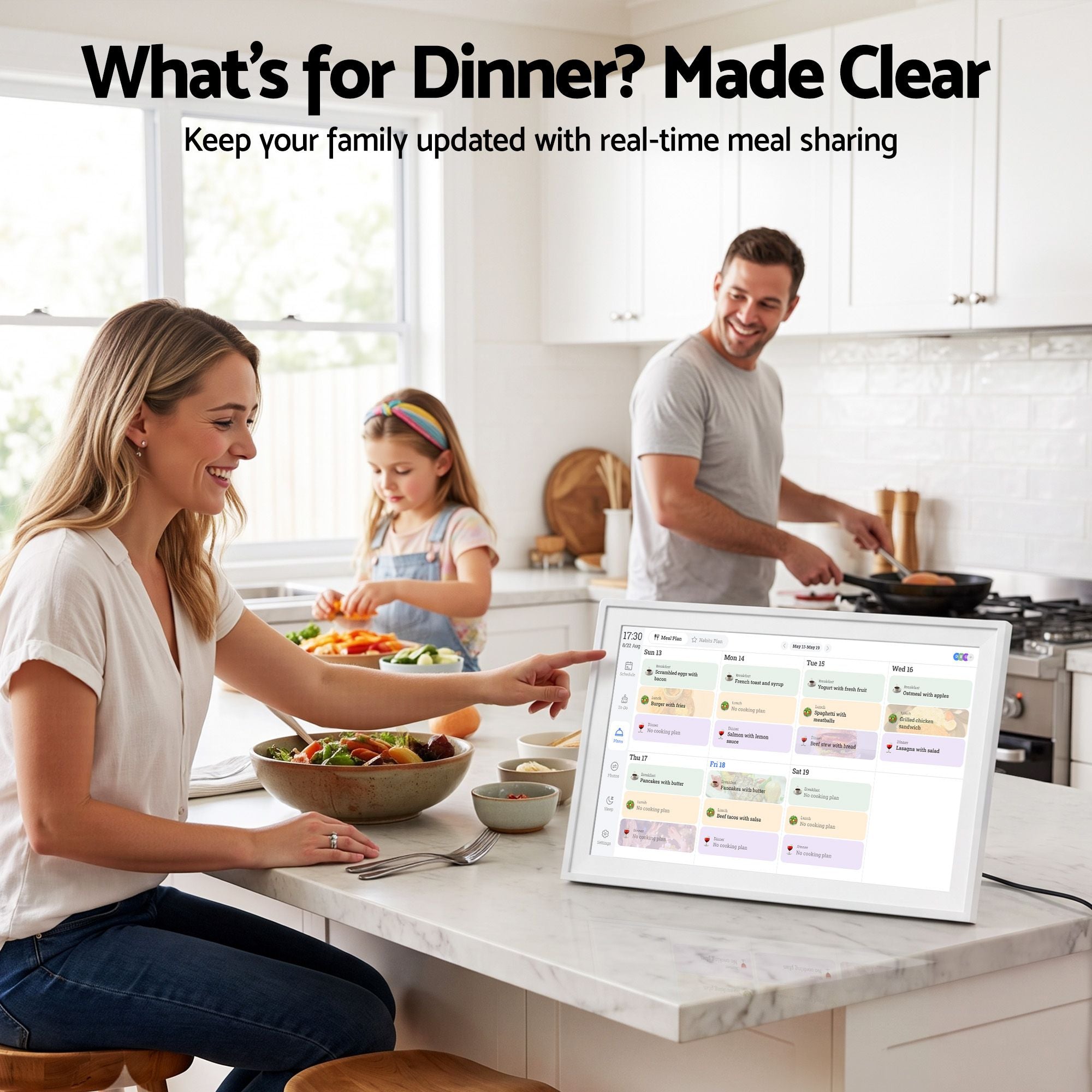 15.6" Digital Calendar Planner Smart Photo Frame Family Chore Chart & Sync