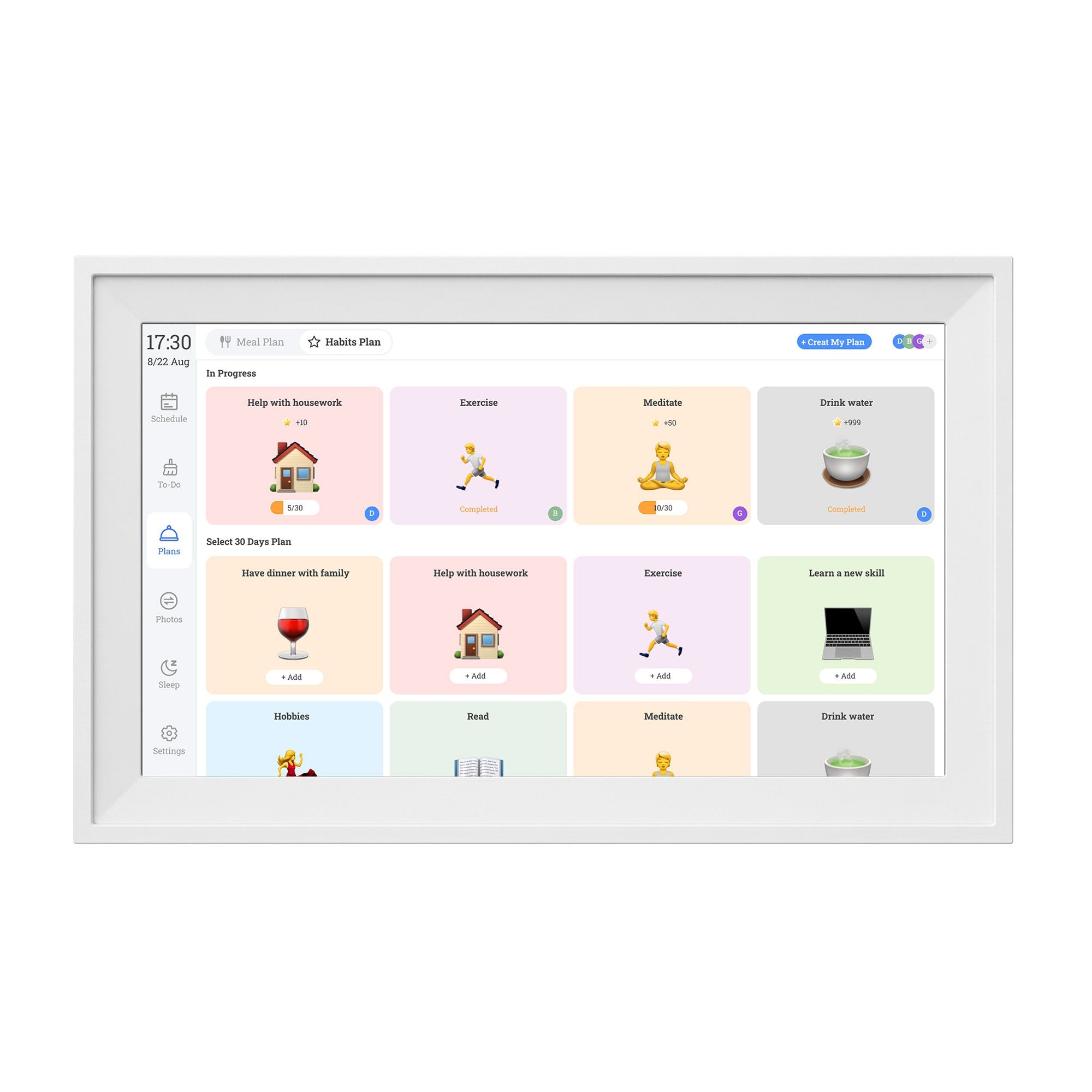15.6" Digital Calendar Planner Smart Photo Frame Family Chore Chart & Sync