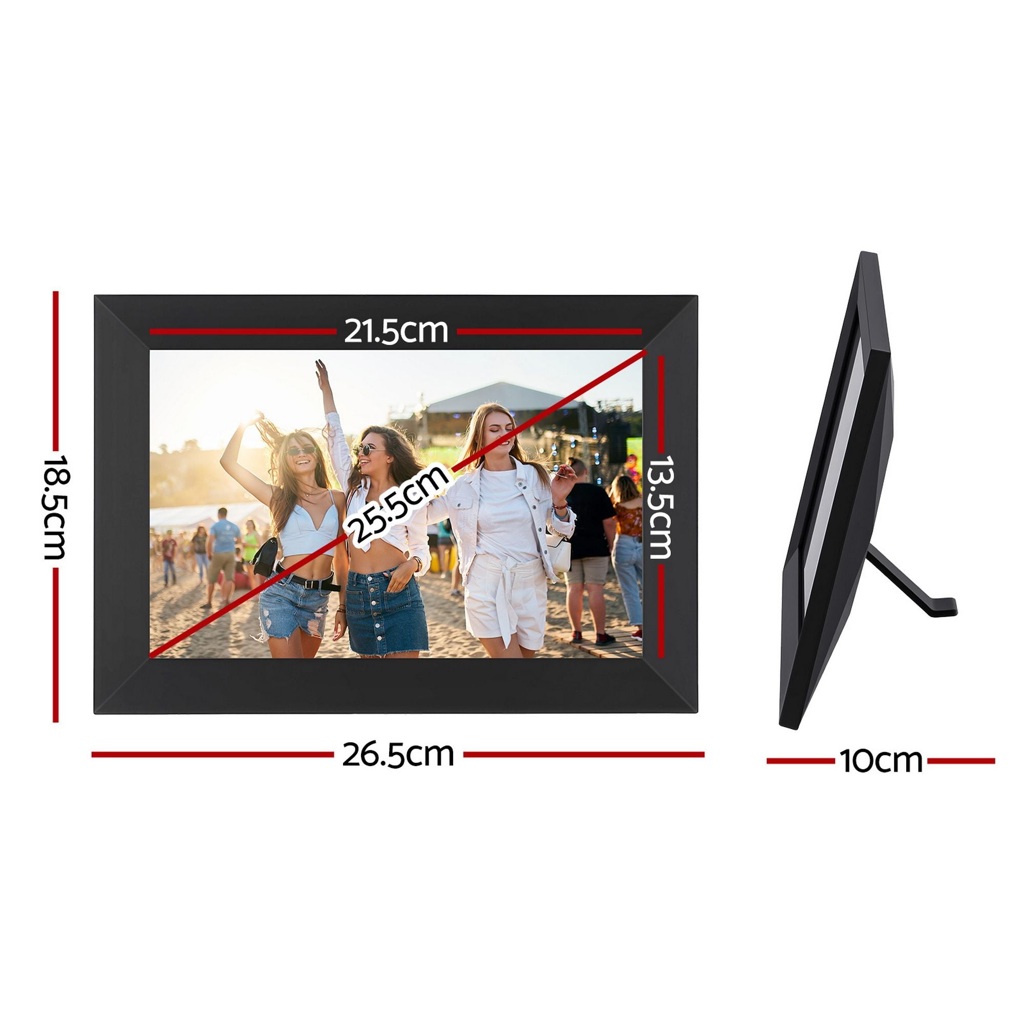 10.1 Inch Digital Photo Frame WIFI Touchscreen Video Player 32GB - Black