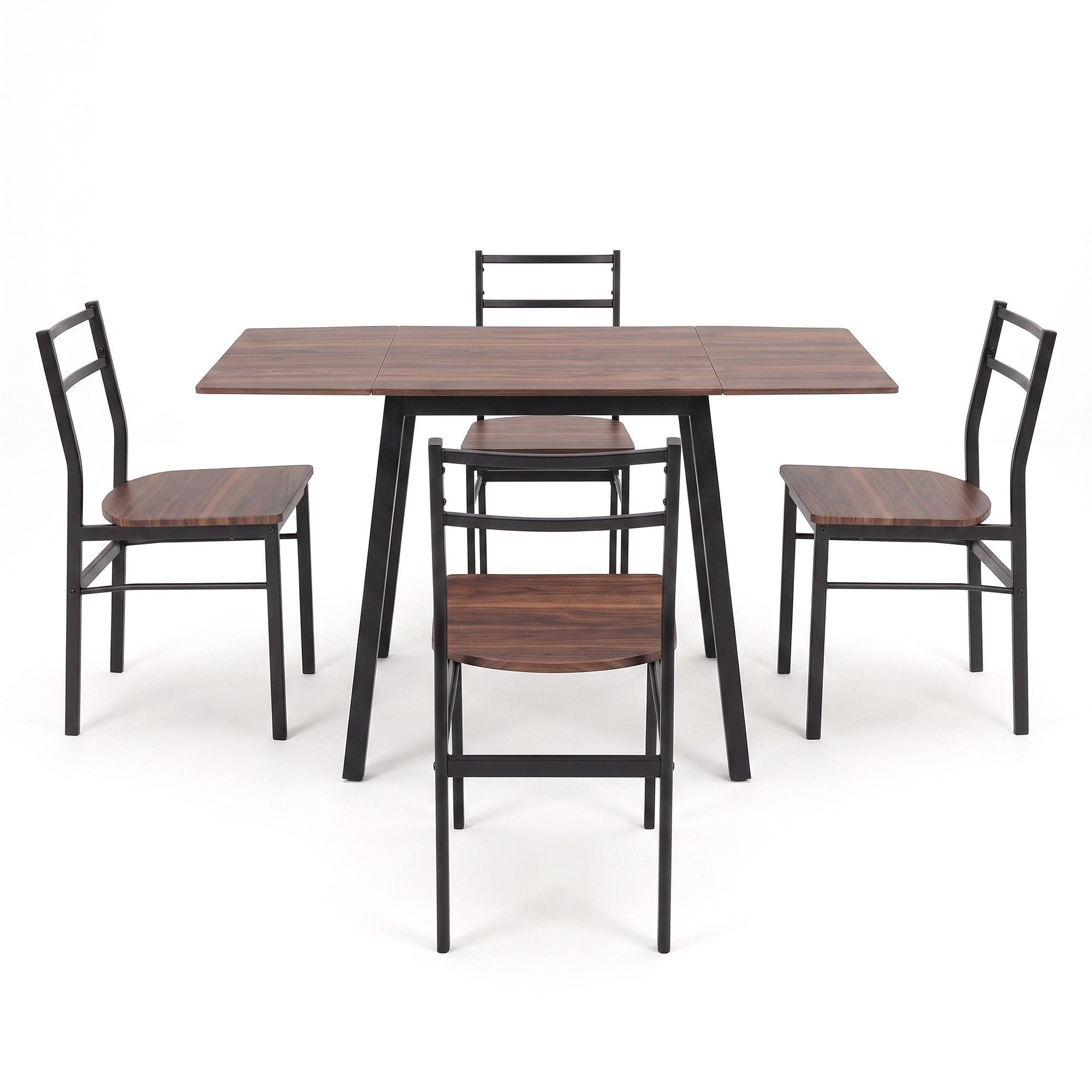 Dining Table and Chairs Set 5pcs with Extendable 60-120cm Drop-Leaf Table Brown