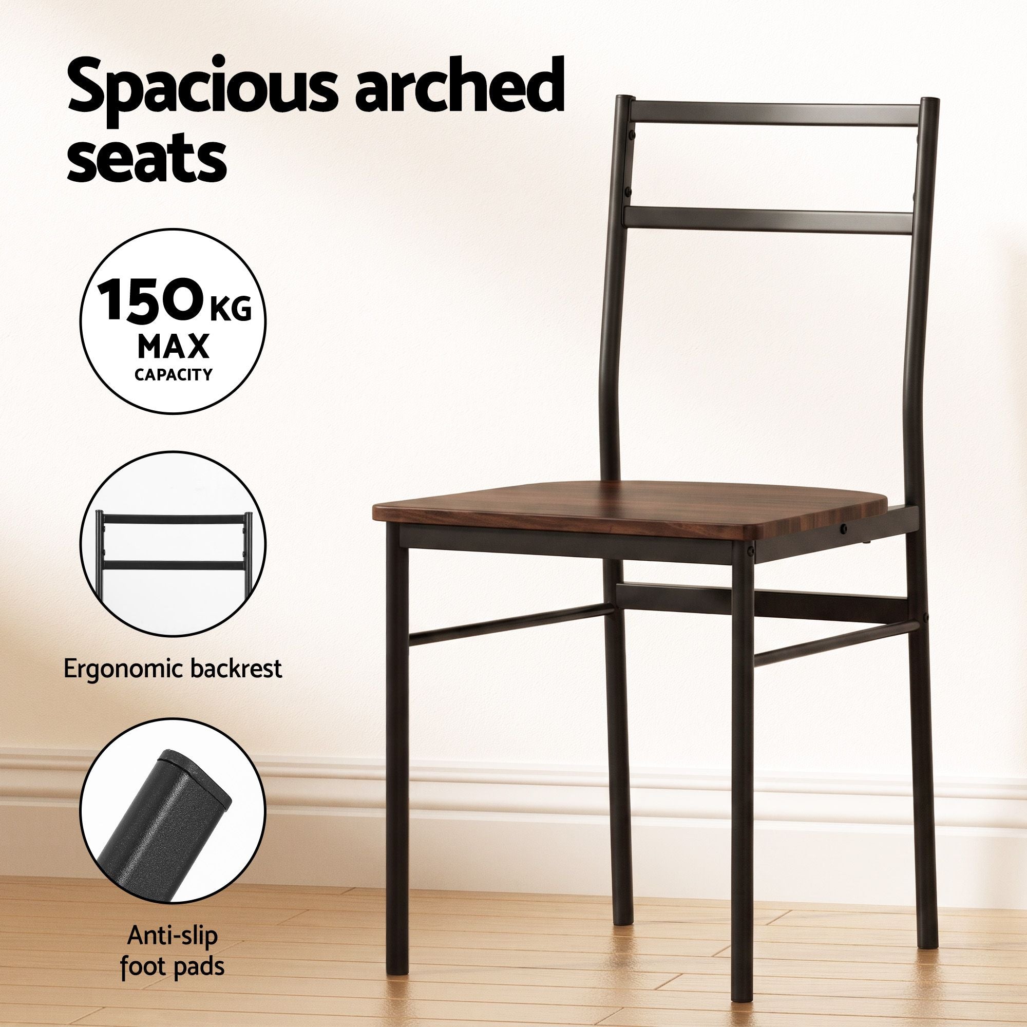 Dining Table and Chairs Set 5pcs with Extendable 60-120cm Drop-Leaf Table Brown