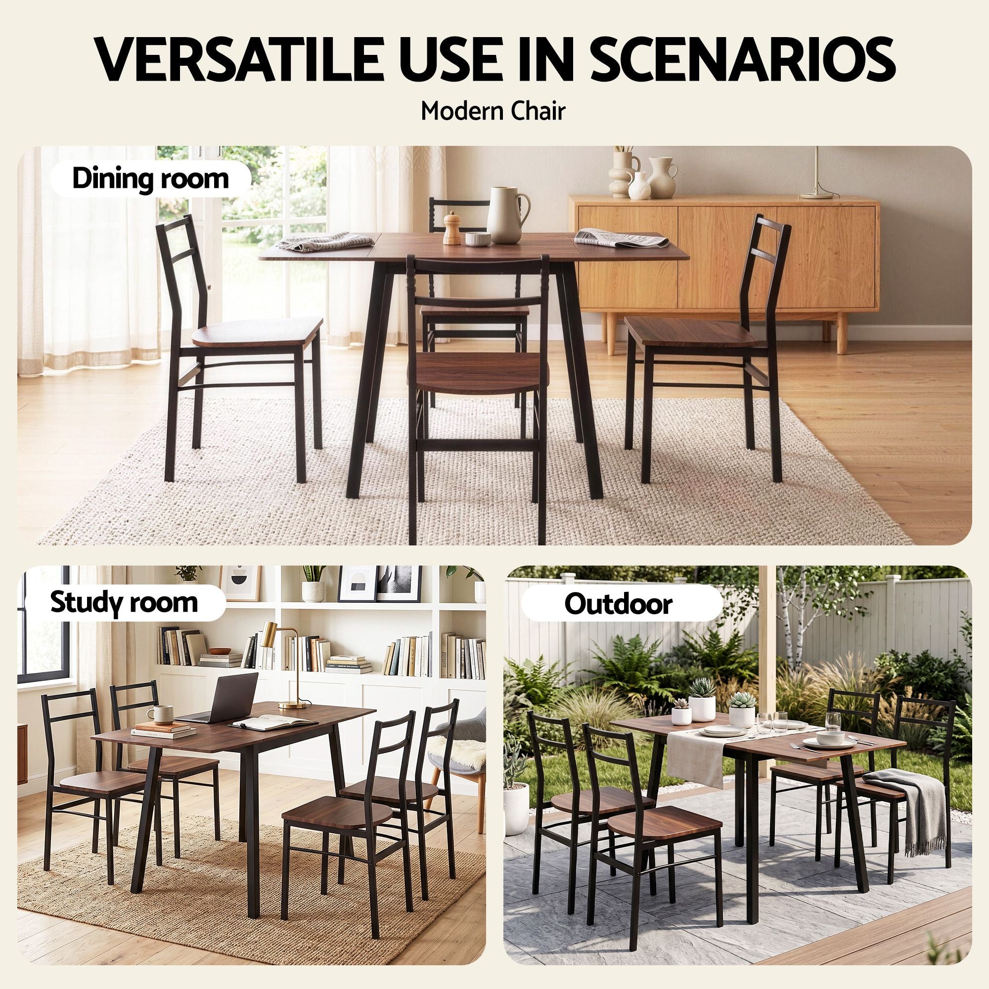 Dining Table and Chairs Set 5pcs with Extendable 60-120cm Drop-Leaf Table Brown