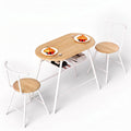 Oval Dining Table Set 3PC Space-Saving Bistro Kitchen Storage Wine Rack Natural White