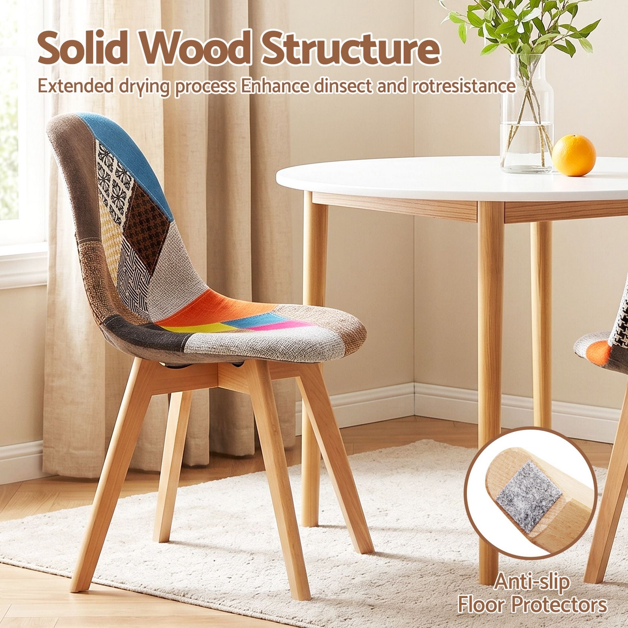 Dining Table and 4 Fabric Eiffel Chairs Set White