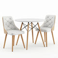 Dining Table and Chairs Set 3PCS 90cm 2 Seater Round Dining Set for Kitchen, Apartment, Dining Room White