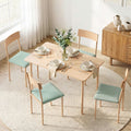 Dining Table and 4 Chairs Set Compact Kitchen Furniture - Natural Light Green
