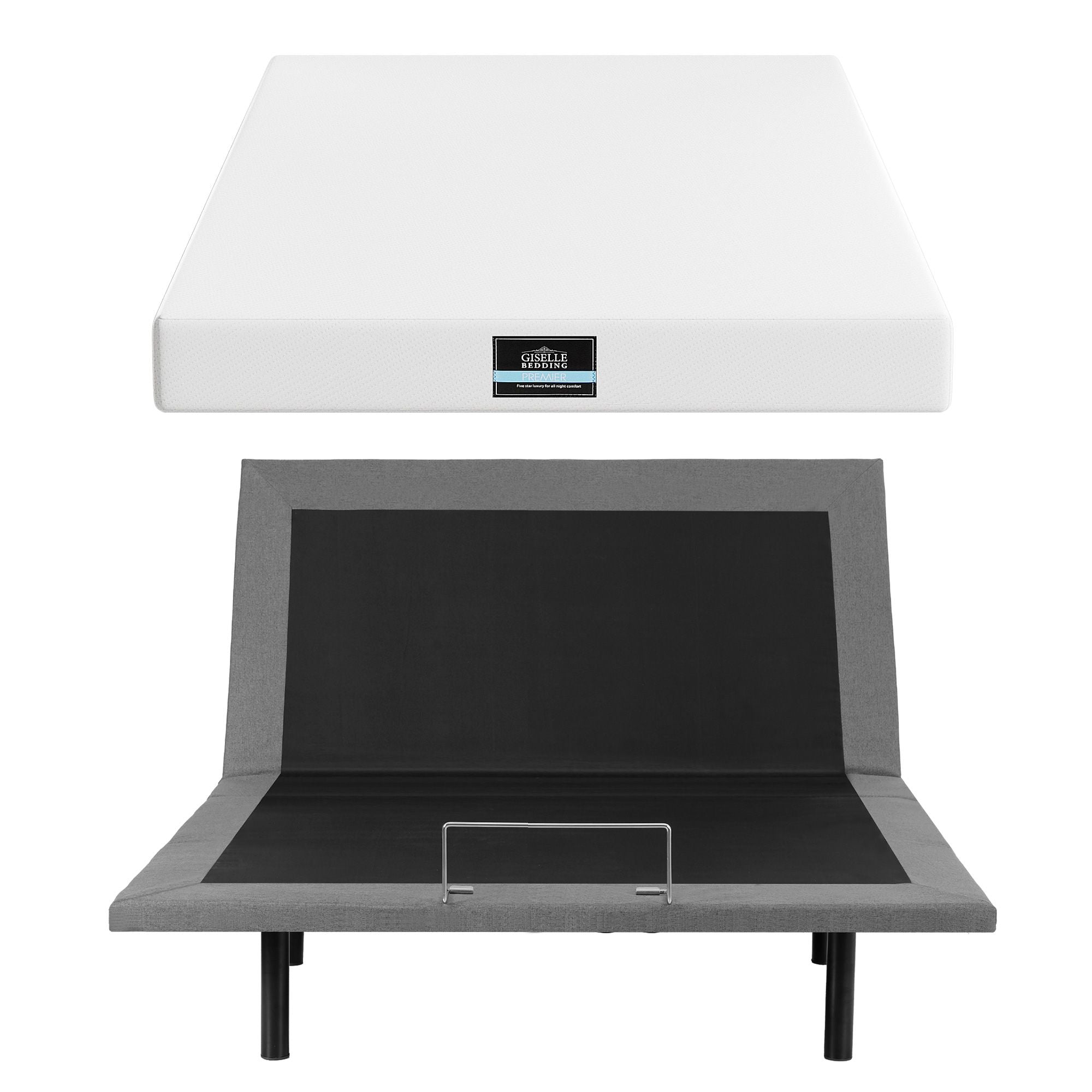 Double size bed frame & Giselle Bedding Double Mattress Combo, adjustable bed Base for Snoring Relief, Independent Head Foot Incline, Wireless Remote, Black,20cm Thickness