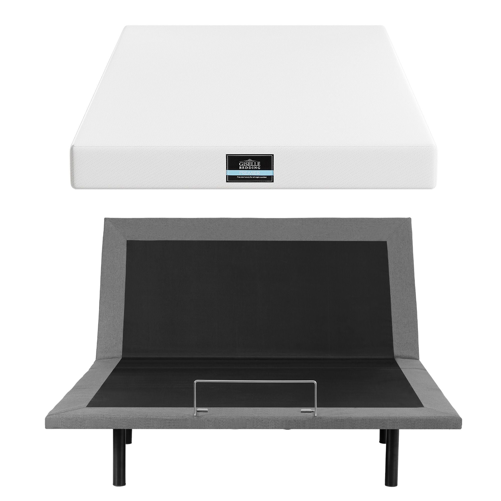 Queen size bed frame & Giselle Bedding Mattress Queen Combo, adjustable bed Base for Snoring Relief, Independent Head Foot Incline, Wireless Remote, Black,20cm Thickness