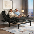 Queen size bed frame with Giselle Bedding Queen Mattress, adjustable bed Base Combo for Snoring Relief, Independent Head Foot Incline, Wireless Remote, Black,18cm Thickness