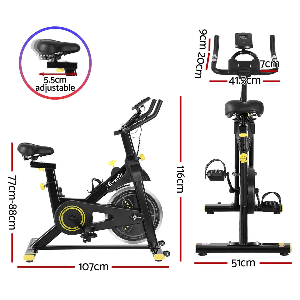 Spin Exercise Bike with Bluetooth APP Connectivity for Cardio Workouts - Black