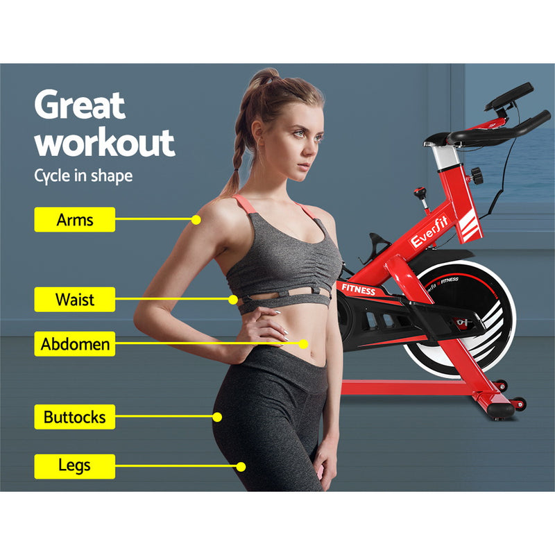 Exercise Spin Bike Cycling Fitness Commercial Home Workout Gym Equipment Red