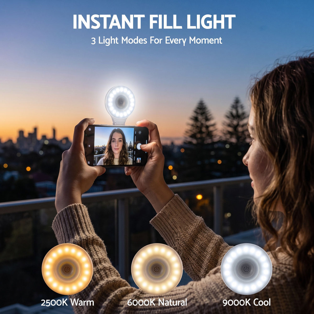 Magnetic Foldable LED Selfie Ring Light CRI95 - White