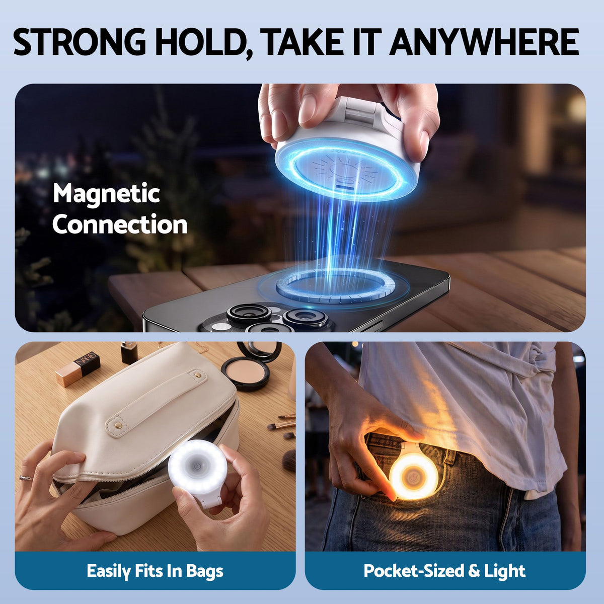 Magnetic Foldable LED Selfie Ring Light CRI95 - White