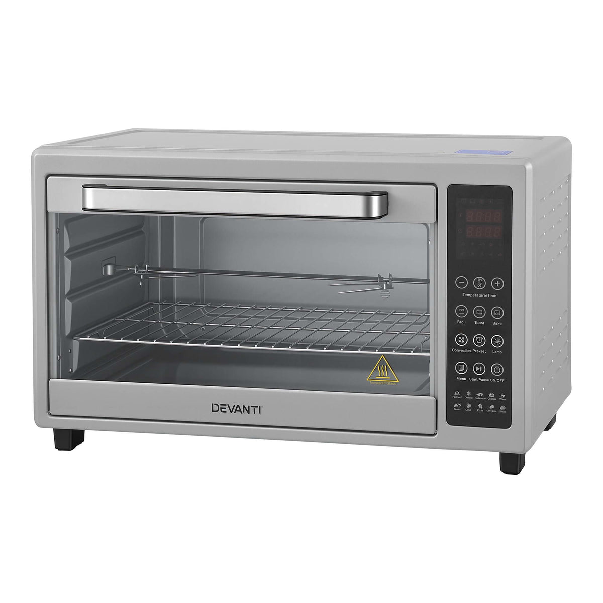 48L Convection Oven Electric Fryer Bake Grill 2000W Benchtop - Silver