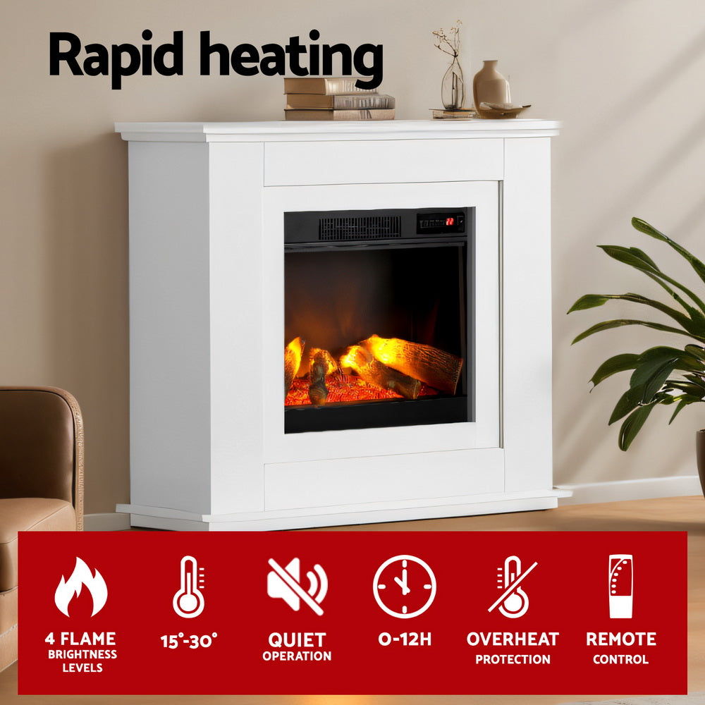 2000W 3D Flame Effect White Electric Fireplace