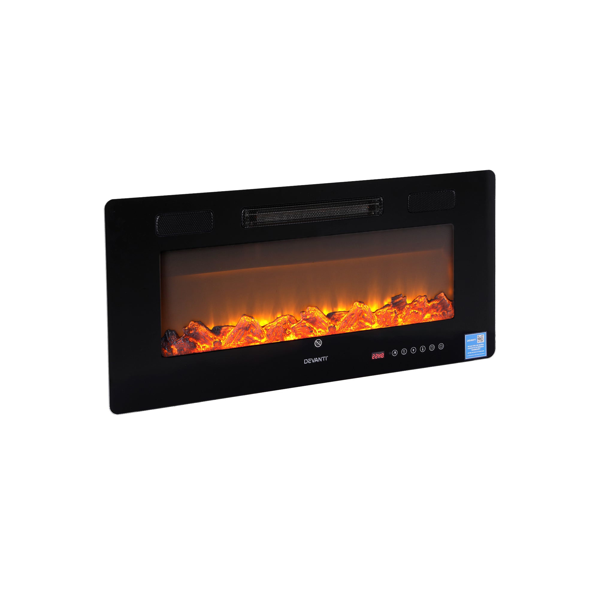 Electric Fireplace Wall Mounted Insert 3D Flame 1800W with Remote Control - Black
