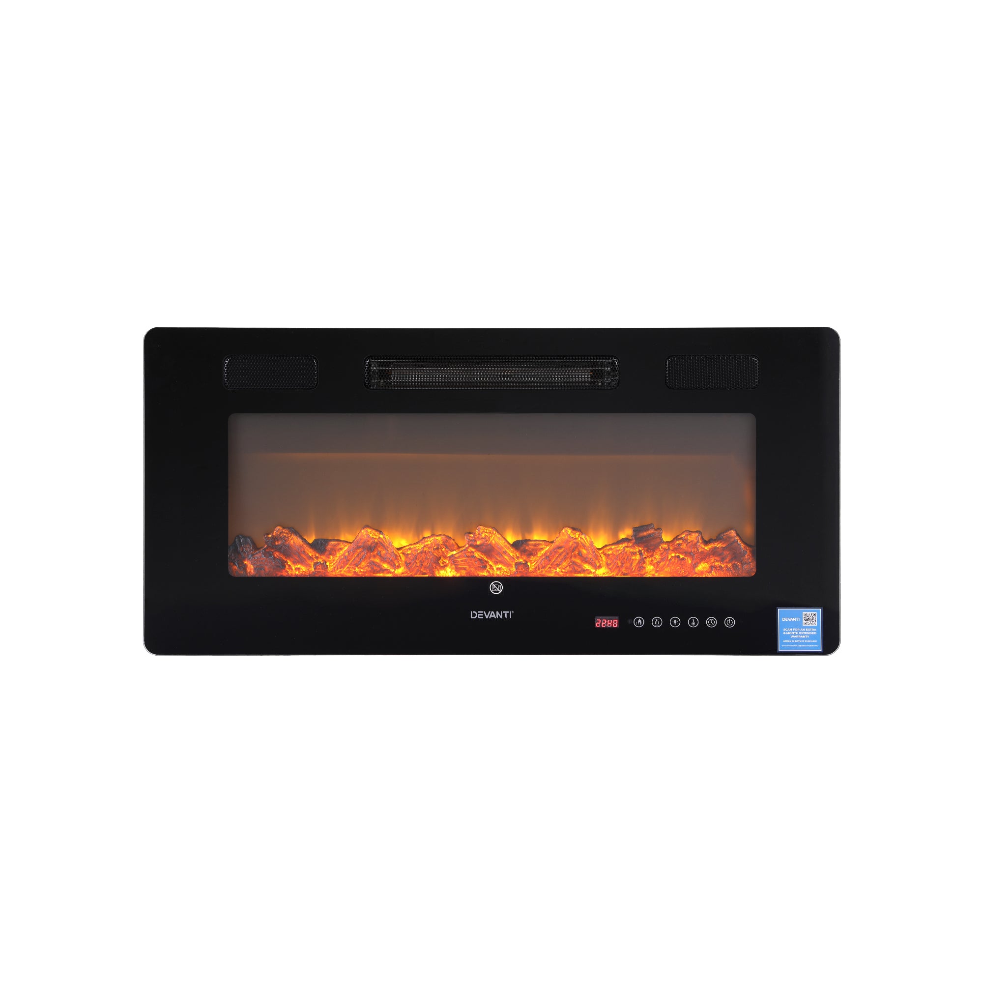 Electric Fireplace Wall Mounted Insert 3D Flame 1800W with Remote Control - Black