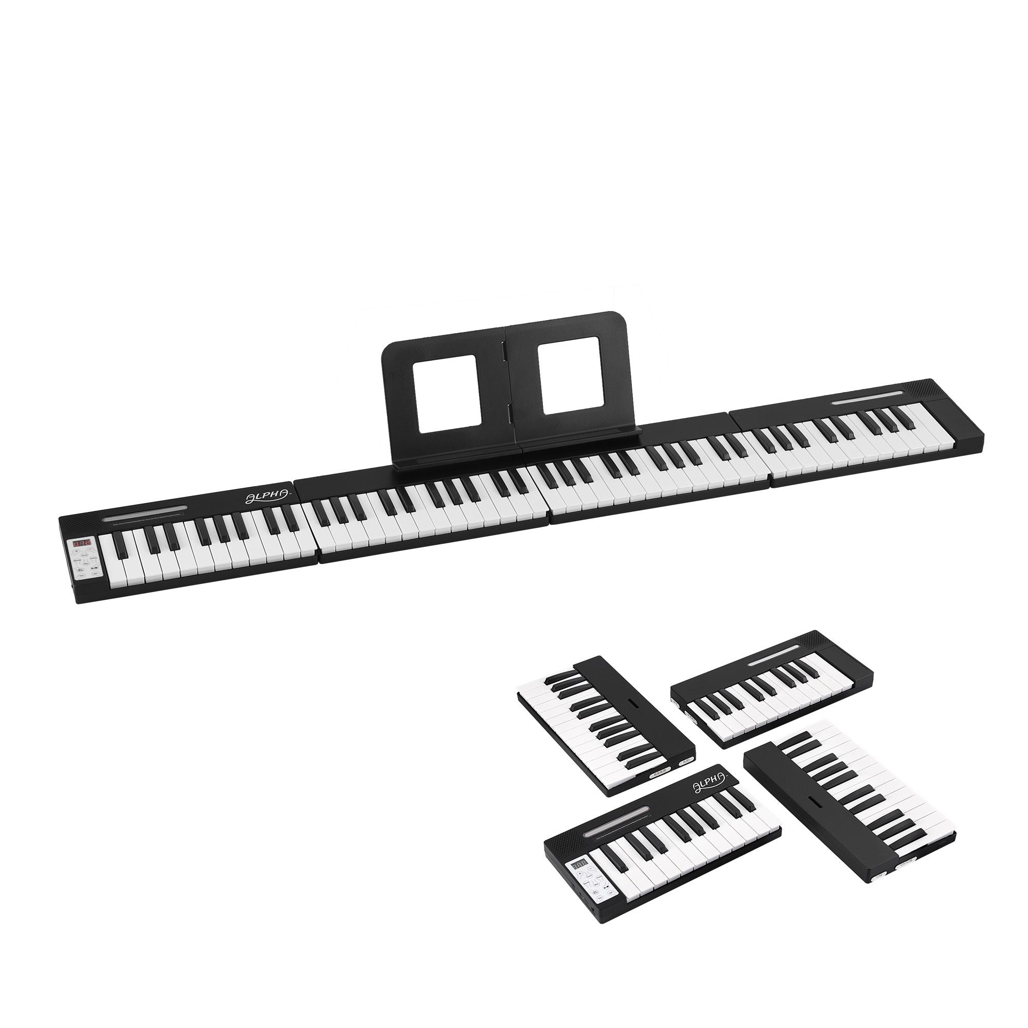 88 Key Quad Folding Electronic Keyboard Digital Piano Portable MIDI Bluetooth Black