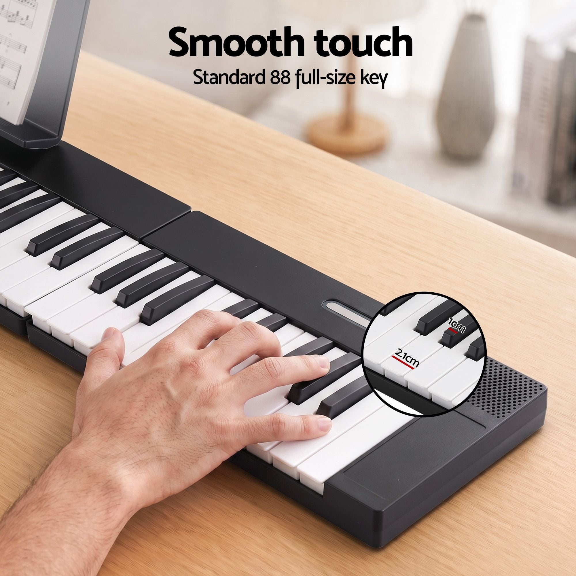 88 Key Quad Folding Electronic Keyboard Digital Piano Portable MIDI Bluetooth Black