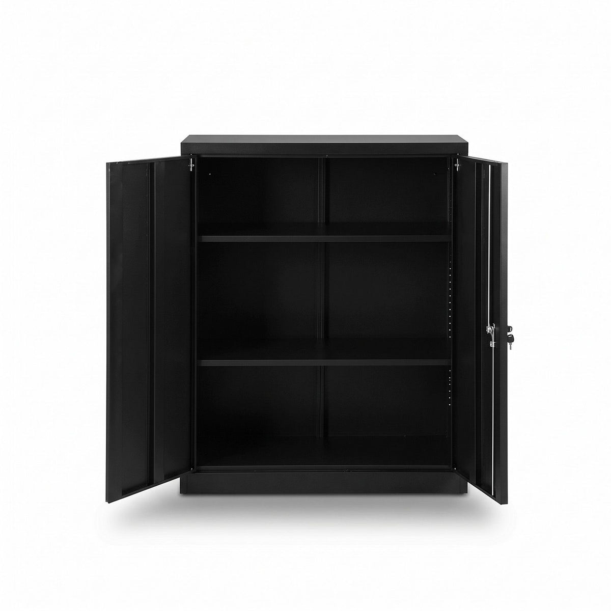 100cm Steel Locker Cabinet with 3-Point Lock and 2 Adjustable Shelves - Black