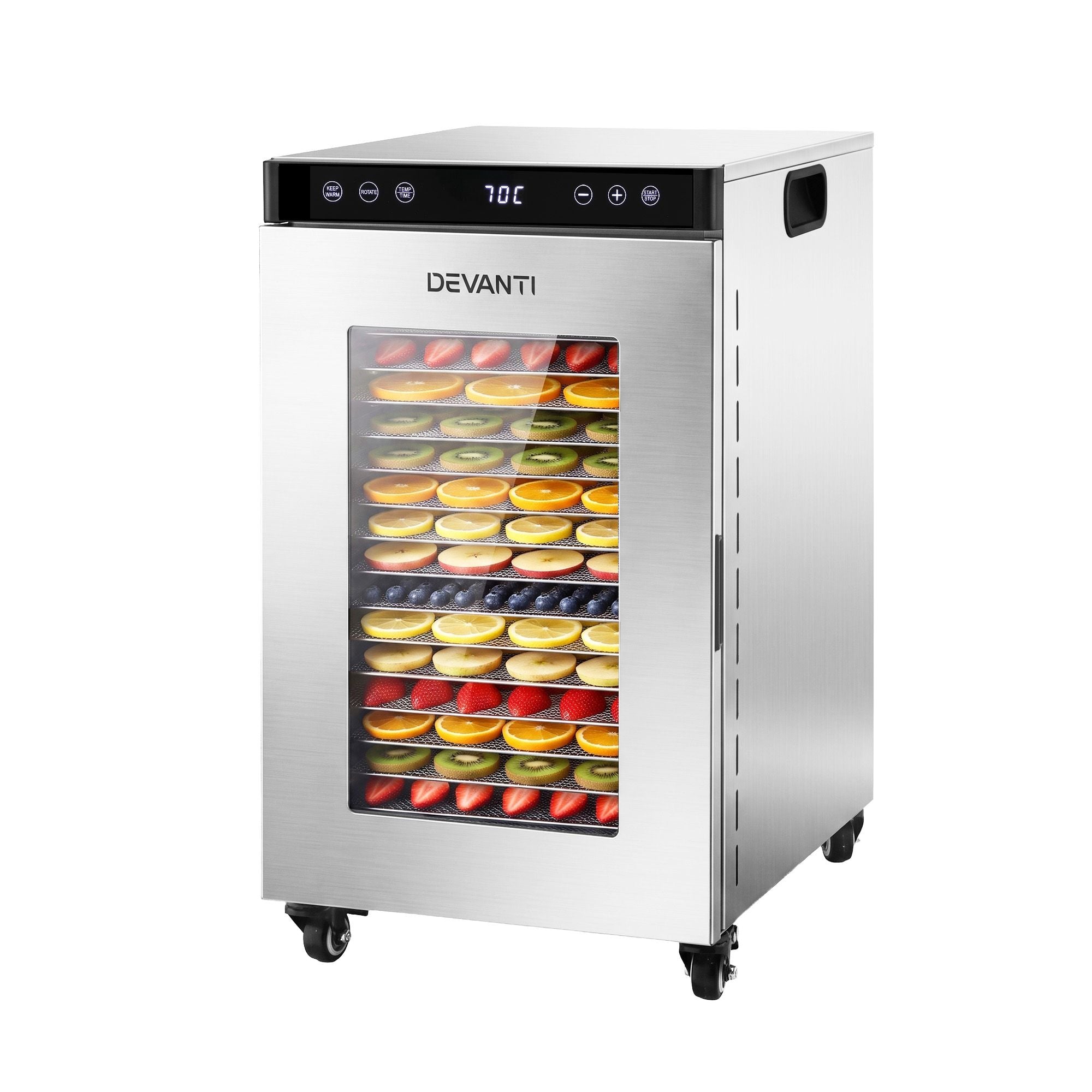 Food Dehydrator Stainless Steel Fruit Dryer 16 Tray Silver