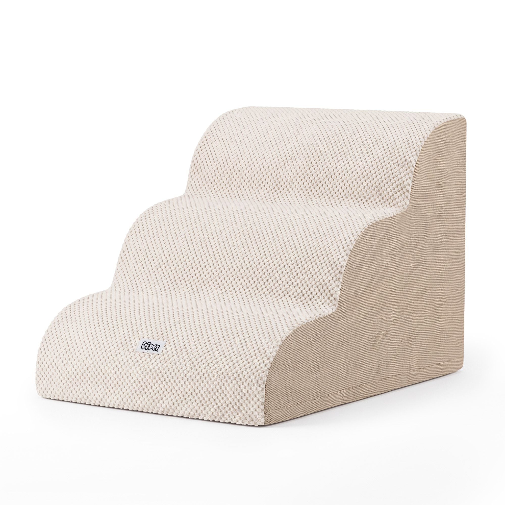 Dog Ramp 3 Tier Foam Steps with Washable Cover for Bed and Sofa - Beige