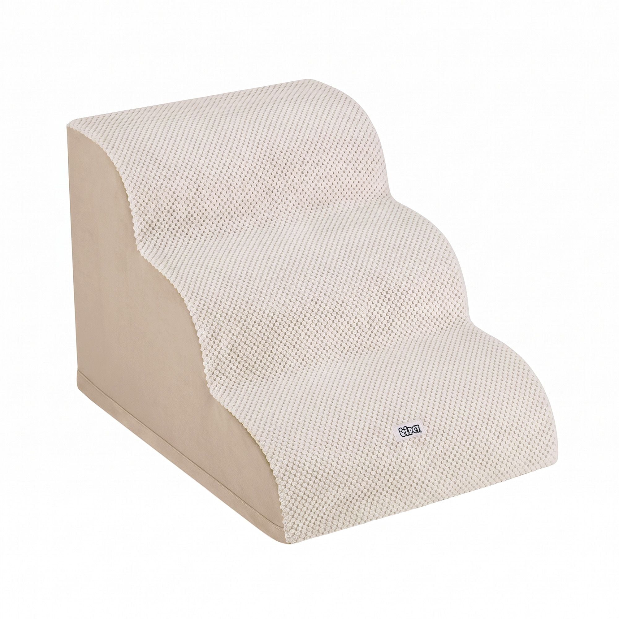 Dog Ramp 3 Tier Foam Steps with Washable Cover for Bed and Sofa - Beige