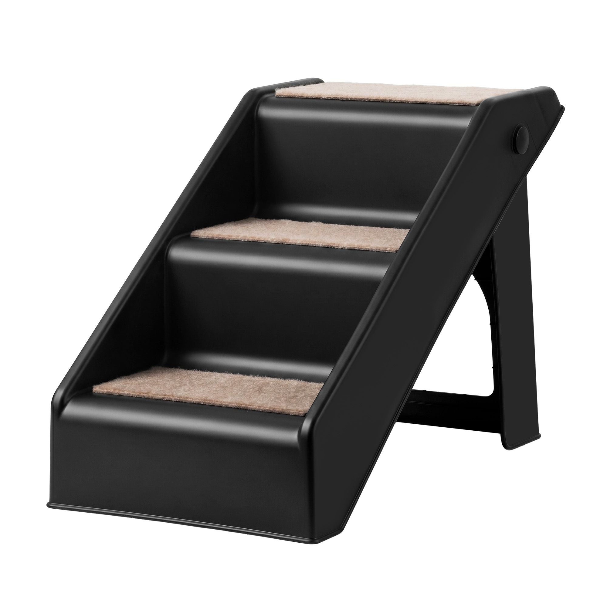 Dog Ramp 3-Step Foldable Pet Stairs for Bed Sofa Car Ladder - Black